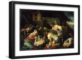 The Adoration of the Shepherds, c.1585-1590-Francesco Bassano-Framed Giclee Print