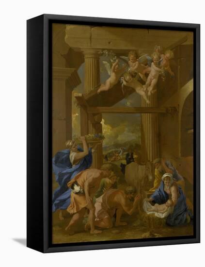 The Adoration of the Shepherds, C. 1633-Nicolas Poussin-Framed Stretched Canvas