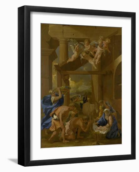The Adoration of the Shepherds, C. 1633-Nicolas Poussin-Framed Giclee Print