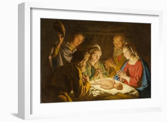 The Adoration of the Shepherds, c.1635-1637-Matthias Stomer-Framed Giclee Print