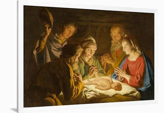 The Adoration of the Shepherds, c.1635-1637-Matthias Stomer-Framed Giclee Print