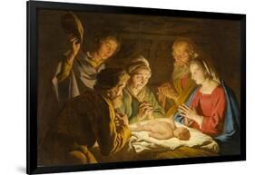 The Adoration of the Shepherds, c.1635-1637-Matthias Stomer-Framed Giclee Print