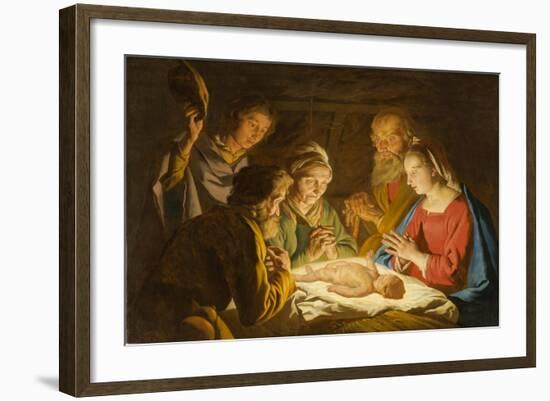 The Adoration of the Shepherds, c.1635-1637-Matthias Stomer-Framed Giclee Print