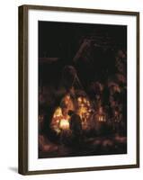 The Adoration of the Shepherds-Rembrandt van Rijn-Framed Art Print