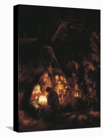 The Adoration of the Shepherds-Rembrandt van Rijn-Stretched Canvas