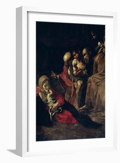 The Adoration of the Shepherds-Caravaggio-Framed Art Print