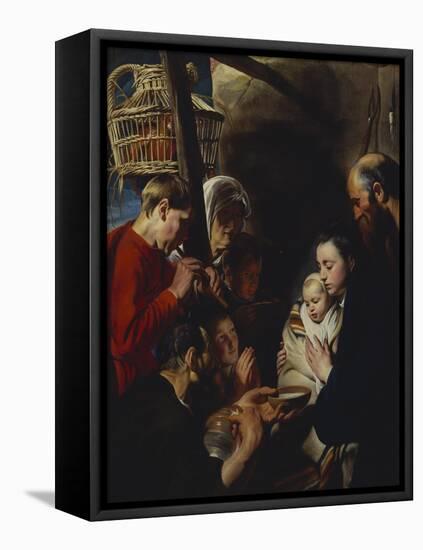 The Adoration of the Shepherds-Jacob Jordaens-Framed Stretched Canvas