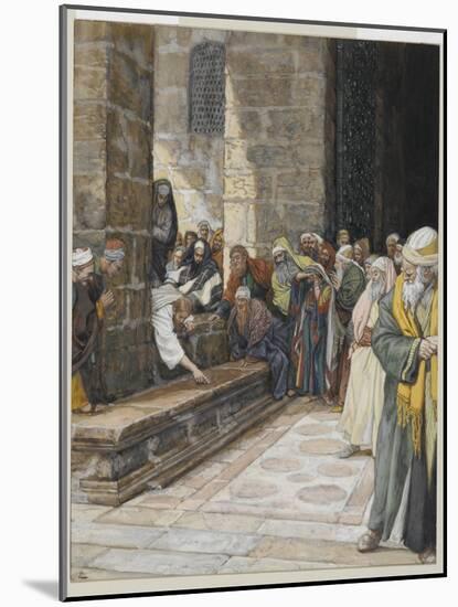 The Adulterous Woman - Christ Writing Upon the Ground-James Tissot-Mounted Giclee Print