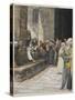 The Adulterous Woman - Christ Writing Upon the Ground-James Tissot-Stretched Canvas