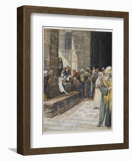 The Adulterous Woman - Christ Writing Upon the Ground-James Tissot-Framed Giclee Print