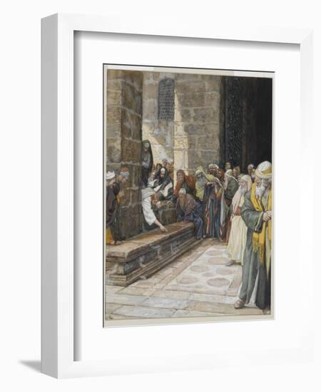 The Adulterous Woman - Christ Writing Upon the Ground-James Tissot-Framed Giclee Print