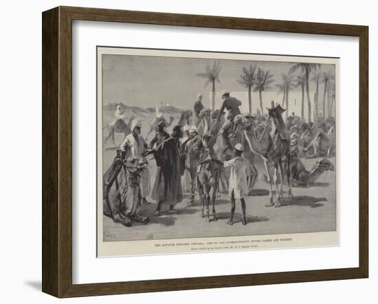 The Advance Towards Dongola, Artists and Correspondents Buying Camels and Donkeys-William Heysham Overend-Framed Giclee Print