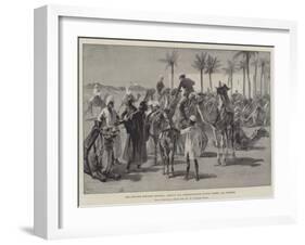 The Advance Towards Dongola, Artists and Correspondents Buying Camels and Donkeys-William Heysham Overend-Framed Giclee Print