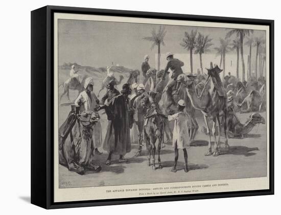 The Advance Towards Dongola, Artists and Correspondents Buying Camels and Donkeys-William Heysham Overend-Framed Stretched Canvas