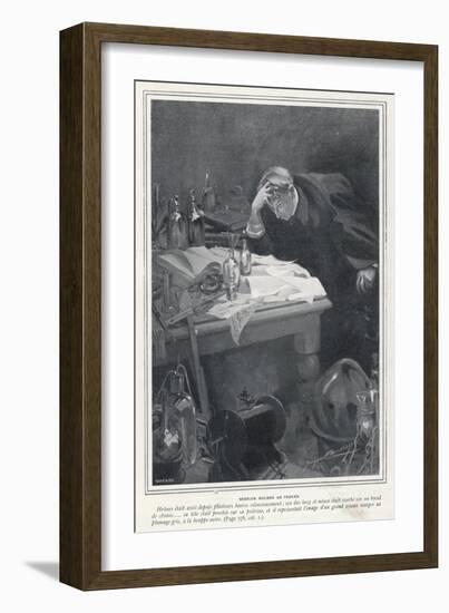 The Adventure of the Dancing Men Sherlock Holmes Studies the Case at His Desk-Jacques Camory-Framed Art Print