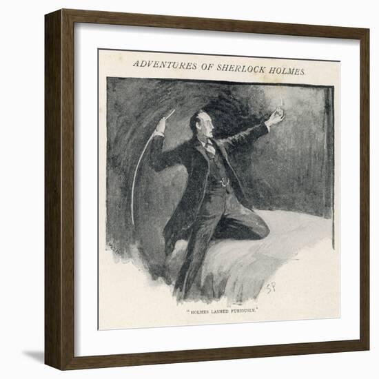 The Adventure of the Speckled Band, Sherlock Holmes Lashes out at the Band-Sidney Paget-Framed Photographic Print