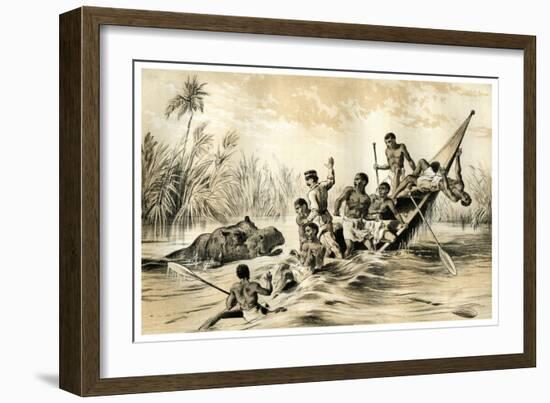The Adventure with a Hippopotamus, 1883-null-Framed Premium Giclee Print