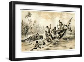 The Adventure with a Hippopotamus, 1883-null-Framed Premium Giclee Print