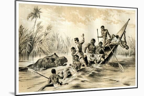 The Adventure with a Hippopotamus, 1883-null-Mounted Premium Giclee Print