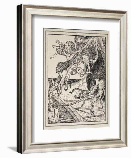 The Adventure with Scylla, from 'Tales of the Greek Seas' by Andrew Lang, 1926-Henry Justice Ford-Framed Giclee Print