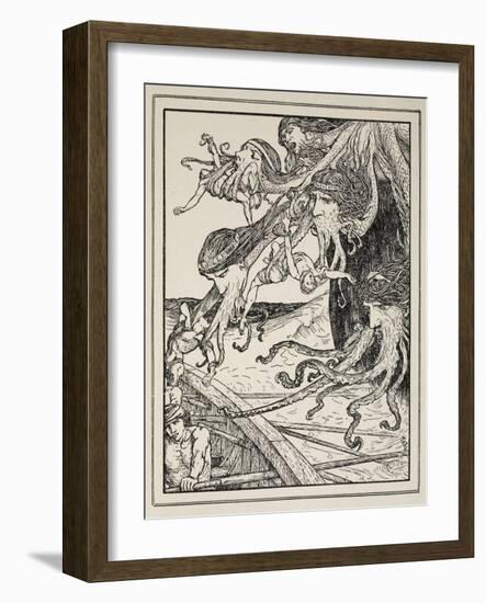 The Adventure with Scylla, from 'Tales of the Greek Seas' by Andrew Lang, 1926-Henry Justice Ford-Framed Giclee Print