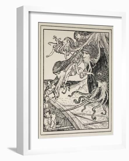 The Adventure with Scylla, from 'Tales of the Greek Seas' by Andrew Lang, 1926-Henry Justice Ford-Framed Giclee Print