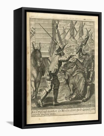 The Adventures of Don Quixote and Sancho Pansa, Illustration-Miguel Cervantes-Framed Stretched Canvas