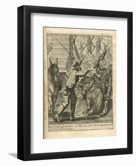 The Adventures of Don Quixote and Sancho Pansa, Illustration-Miguel Cervantes-Framed Premium Giclee Print