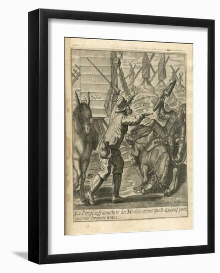 The Adventures of Don Quixote and Sancho Pansa, Illustration-Miguel Cervantes-Framed Giclee Print