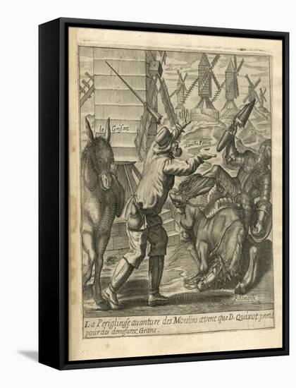 The Adventures of Don Quixote and Sancho Pansa, Illustration-Miguel Cervantes-Framed Stretched Canvas