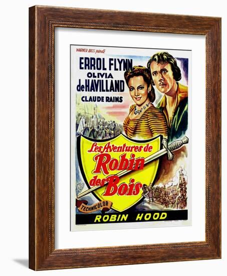 The Adventures of Robin Hood, Belgian Movie Poster, 1938-null-Framed Art Print