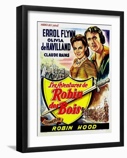 The Adventures of Robin Hood, Belgian Movie Poster, 1938-null-Framed Art Print