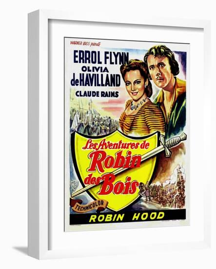 The Adventures of Robin Hood, Belgian Movie Poster, 1938-null-Framed Art Print