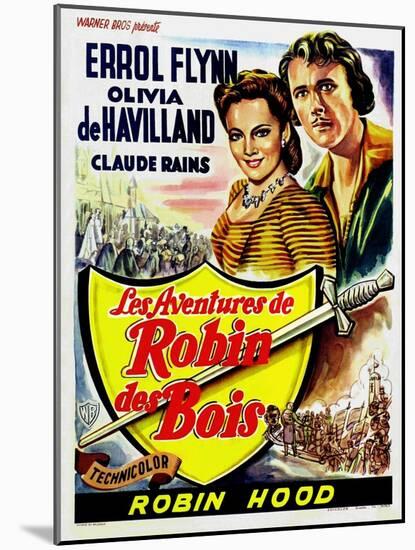 The Adventures of Robin Hood, Belgian Movie Poster, 1938-null-Mounted Art Print