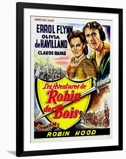 The Adventures of Robin Hood, Belgian Movie Poster, 1938-null-Framed Art Print