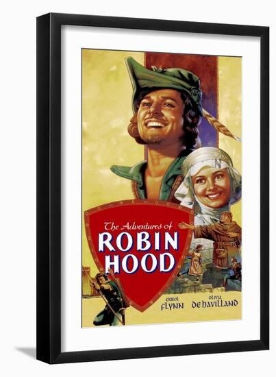 The Adventures of Robin Hood, Errol Flynn, Olivia De Havilland, 1938-null-Framed Art Print