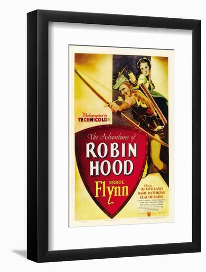 The Adventures of Robin Hood, Errol Flynn, Olivia De Havilland, 1938-null-Framed Photo