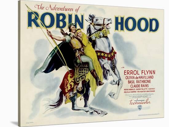 The Adventures of Robin Hood, Errol Flynn, Olivia DeHavilland, 1938-null-Stretched Canvas