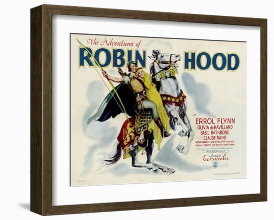 The Adventures of Robin Hood, Errol Flynn, Olivia DeHavilland, 1938-null-Framed Art Print