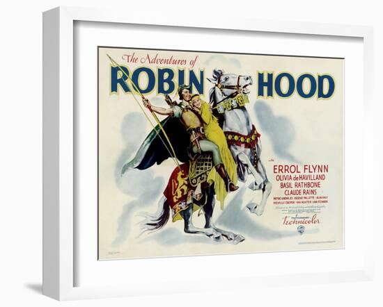 The Adventures of Robin Hood, Errol Flynn, Olivia DeHavilland, 1938-null-Framed Art Print