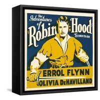 THE ADVENTURES OF ROBIN HOOD, Errol Flynn on jumbo window card, 1938-null-Framed Stretched Canvas