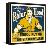 THE ADVENTURES OF ROBIN HOOD, Errol Flynn on jumbo window card, 1938-null-Framed Stretched Canvas