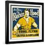 THE ADVENTURES OF ROBIN HOOD, Errol Flynn on jumbo window card, 1938-null-Framed Art Print