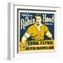 THE ADVENTURES OF ROBIN HOOD, Errol Flynn on jumbo window card, 1938-null-Framed Art Print