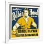 THE ADVENTURES OF ROBIN HOOD, Errol Flynn on jumbo window card, 1938-null-Framed Art Print