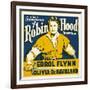 THE ADVENTURES OF ROBIN HOOD, Errol Flynn on jumbo window card, 1938-null-Framed Art Print