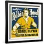 THE ADVENTURES OF ROBIN HOOD, Errol Flynn on jumbo window card, 1938-null-Framed Art Print