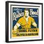 THE ADVENTURES OF ROBIN HOOD, Errol Flynn on jumbo window card, 1938-null-Framed Art Print