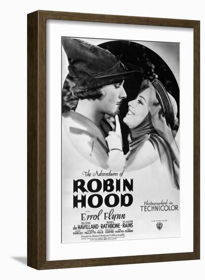 The Adventures of Robin Hood, from Left, Errol Flynn, Olivia De Havilland, 1938-null-Framed Art Print