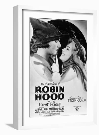 The Adventures of Robin Hood, from Left, Errol Flynn, Olivia De Havilland, 1938-null-Framed Art Print